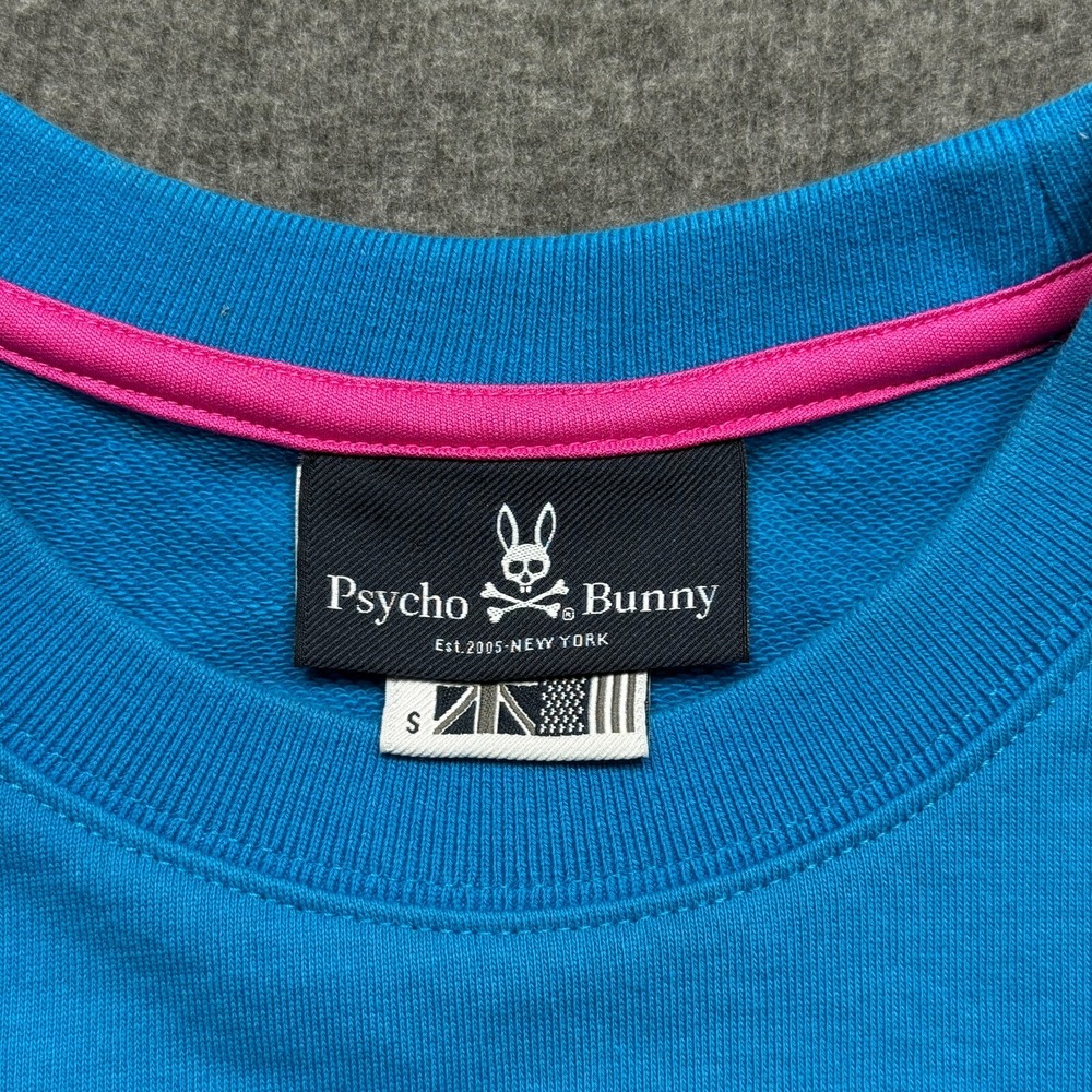 Psycho Bunny Mens Small Blue Hindes Crew Sweatshirt Cotton Pullover Sweater - Picture 6 of 13
